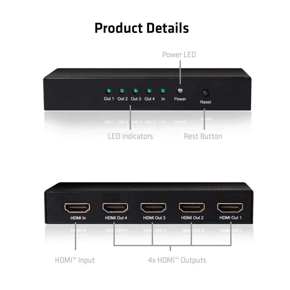 VIDEO SPLITTER HDMI 4PORT/4K60HZ 2.0 UHD CSV-1380 CLUB3D - Image 6