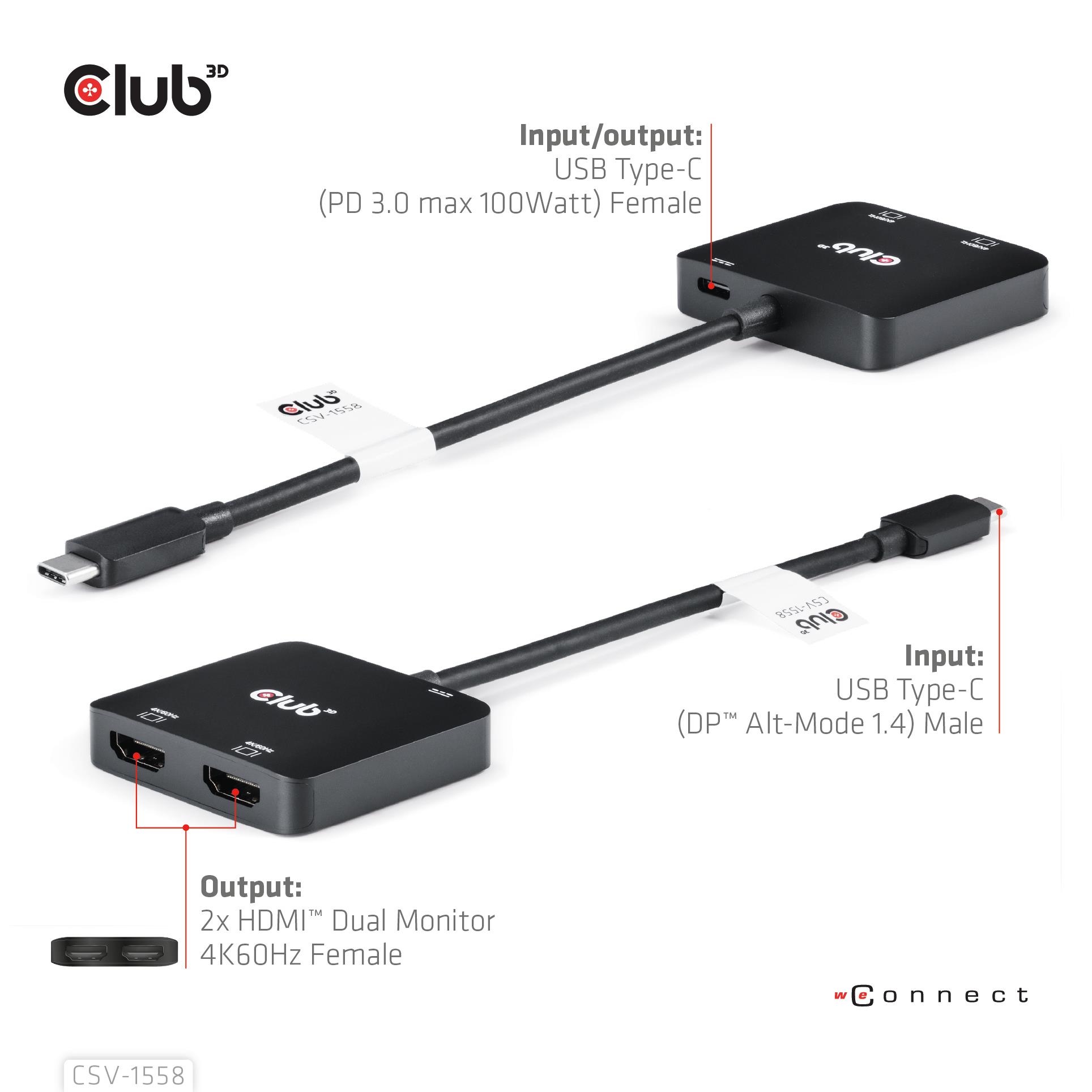 I/O HUB USB-C TO HDMI 2PORT/MST CSV-1558 CLUB3D - Image 8
