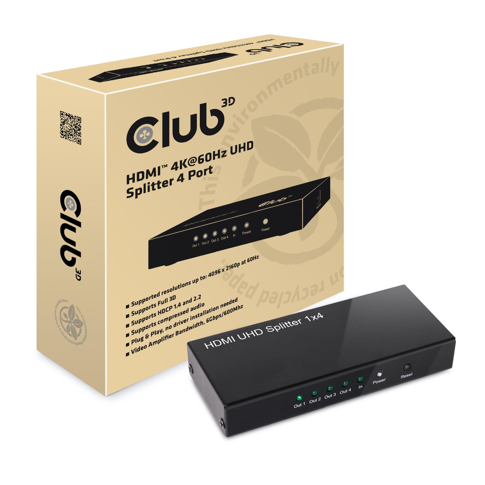 VIDEO SPLITTER HDMI 4PORT/4K60HZ 2.0 UHD CSV-1380 CLUB3D - Image 3
