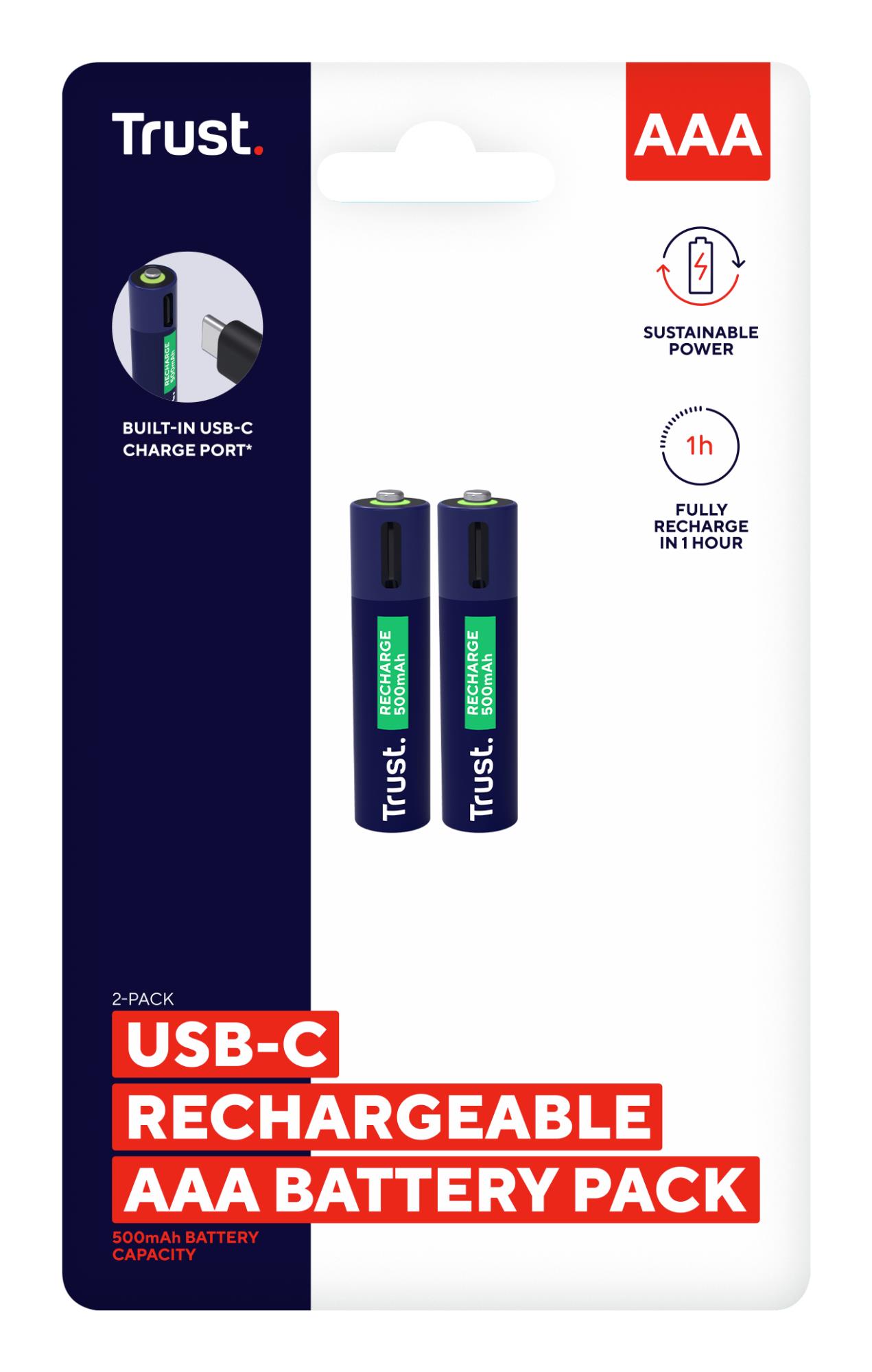 BATTERY RECH. LI-ION AAA 1.5V/500MAH USB-C 2PACK 25585 TRUST - Image 12