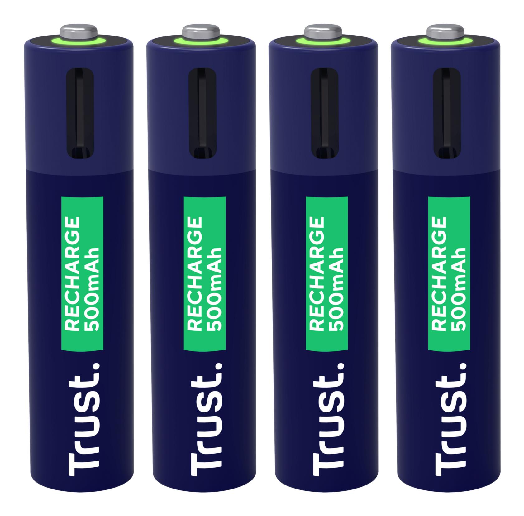 BATTERY RECH. LI-ION AAA/500MAH USB-C 4PACK 25671 TRUST - Image 5