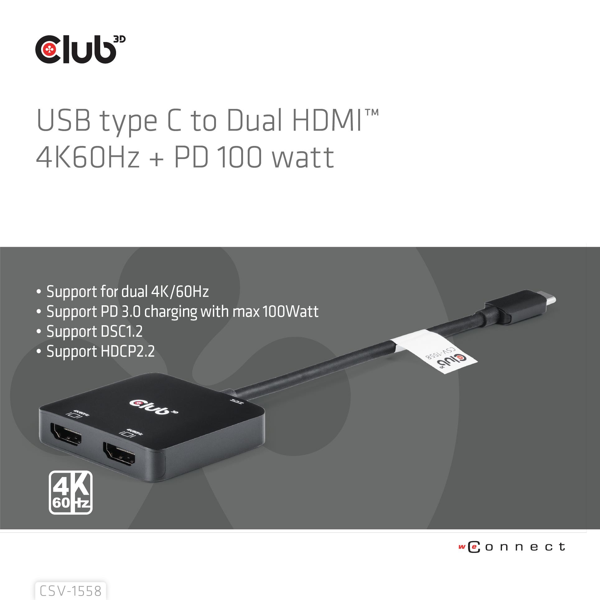 I/O HUB USB-C TO HDMI 2PORT/MST CSV-1558 CLUB3D - Image 5