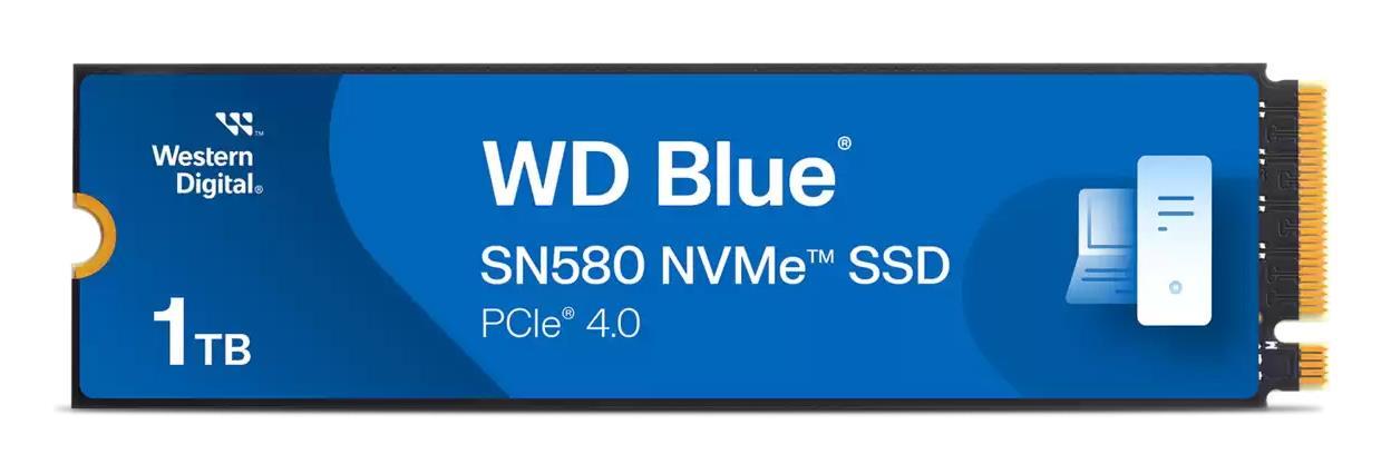 SSD WESTERN DIGITAL 600xTBW rating Read speed 4150 MB/s Write speed 4150 MB/s NVMe Yes PCI Express 4.0 M.2 1000 GB Blue SN580 WDS100T3B1E-00CHF0