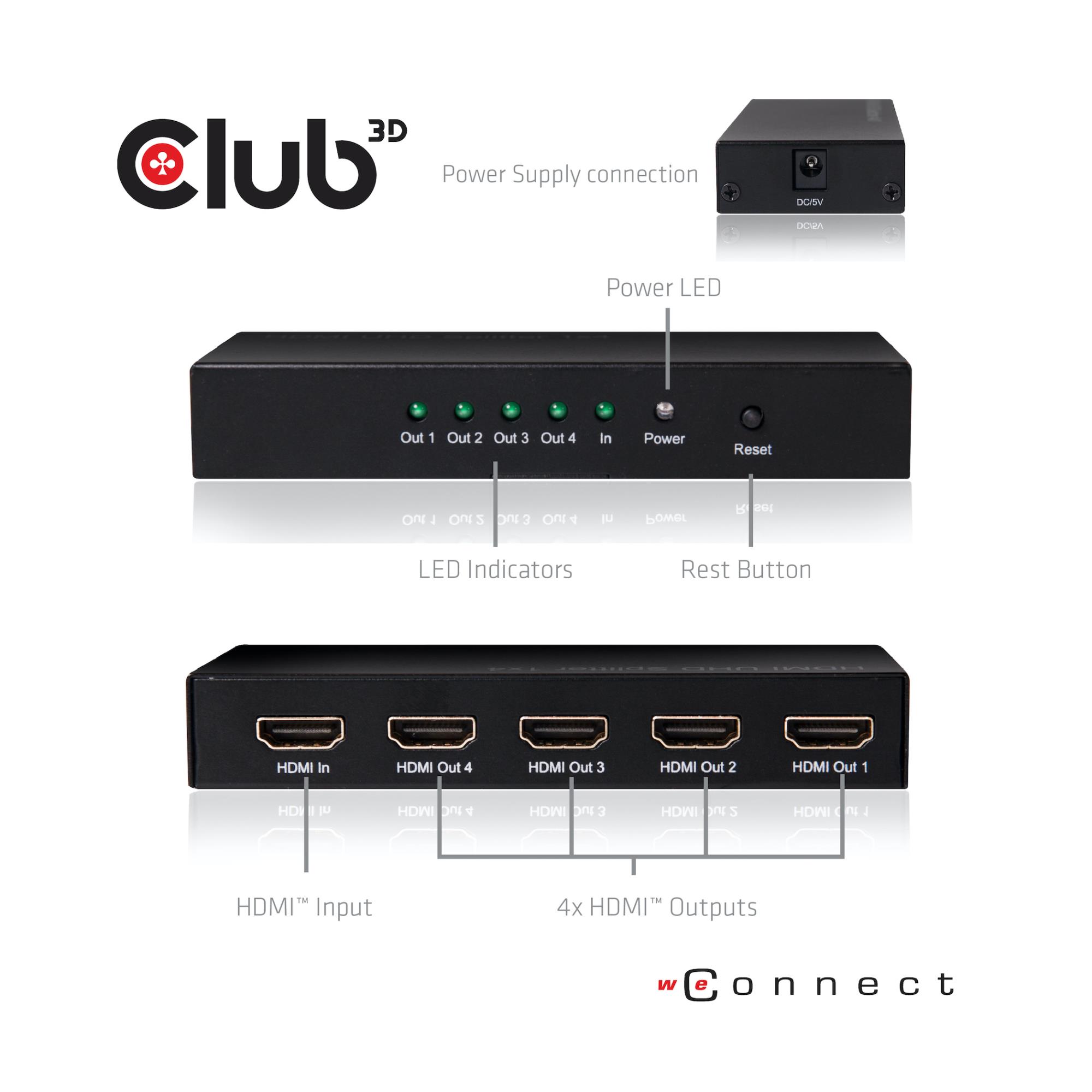 VIDEO SPLITTER HDMI 4PORT/4K60HZ 2.0 UHD CSV-1380 CLUB3D - Image 4