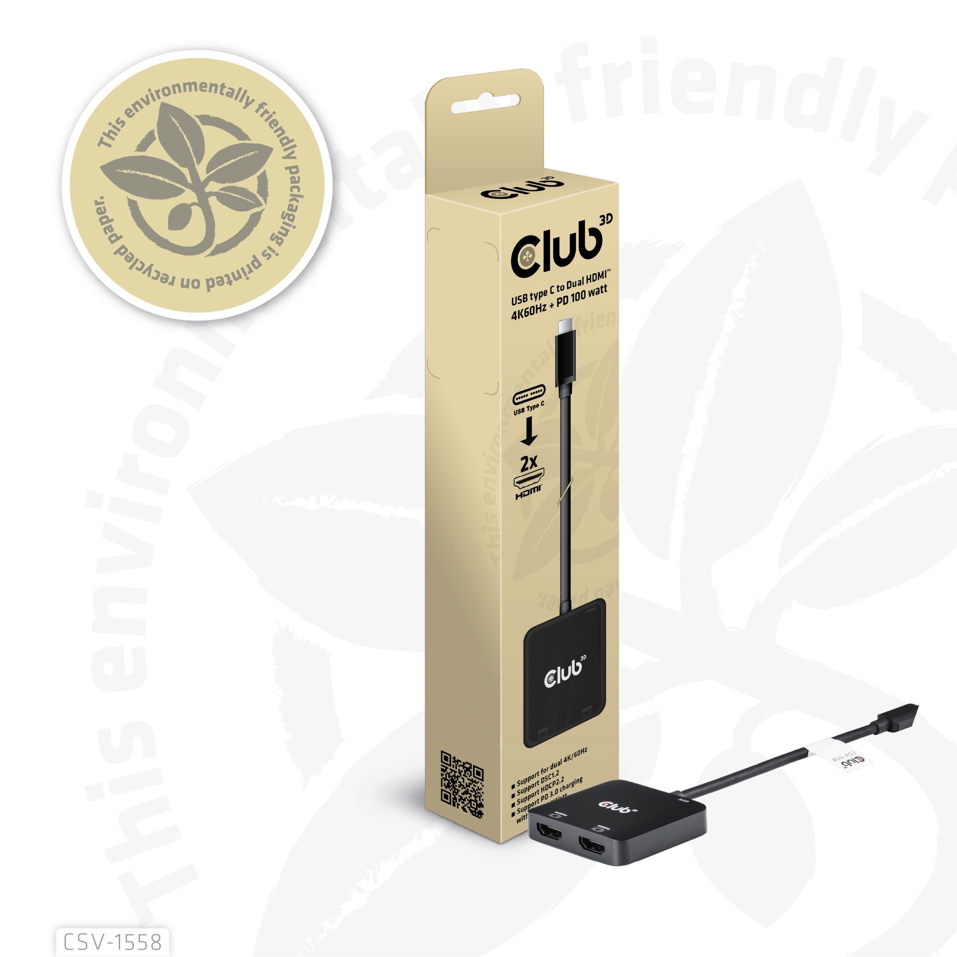 I/O HUB USB-C TO HDMI 2PORT/MST CSV-1558 CLUB3D - Image 11