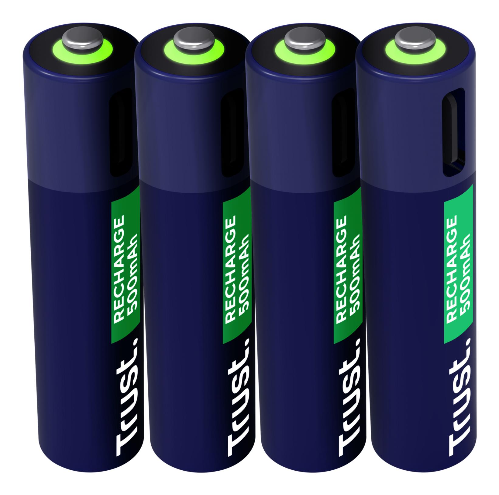 BATTERY RECH. LI-ION AAA/500MAH USB-C 4PACK 25671 TRUST - Image 6