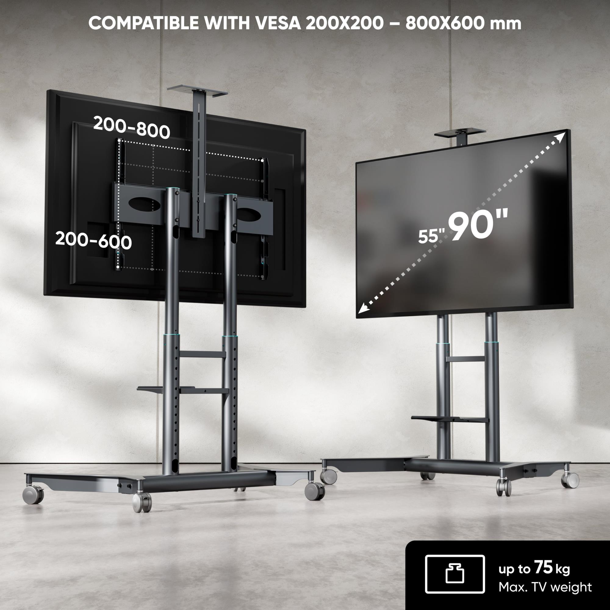 TV SET ACC MOBILE STAND/55-90"/GRAPHITE TS1871-G ONKRON - Image 3