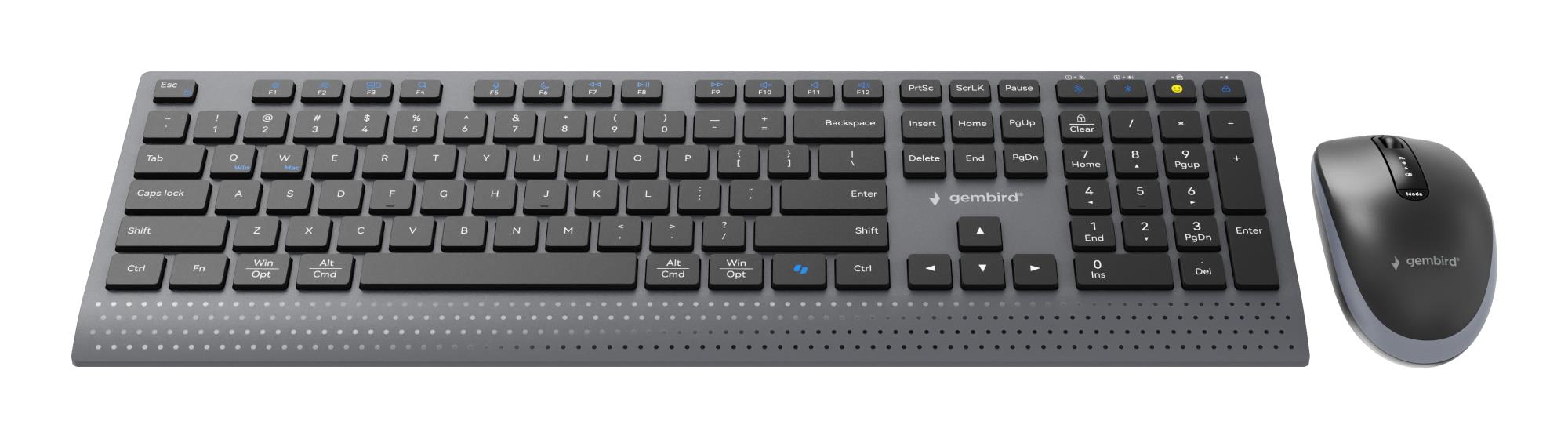 KEYBOARD +MOUSE WRL ENG/BK KBS-WPS-02 GEMBIRD - Image 2