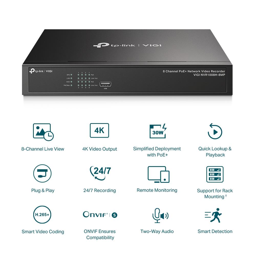 NET VIDEO RECORDER 8CH POE+/VIGI NVR1008H-8MP TP-LINK - Image 6