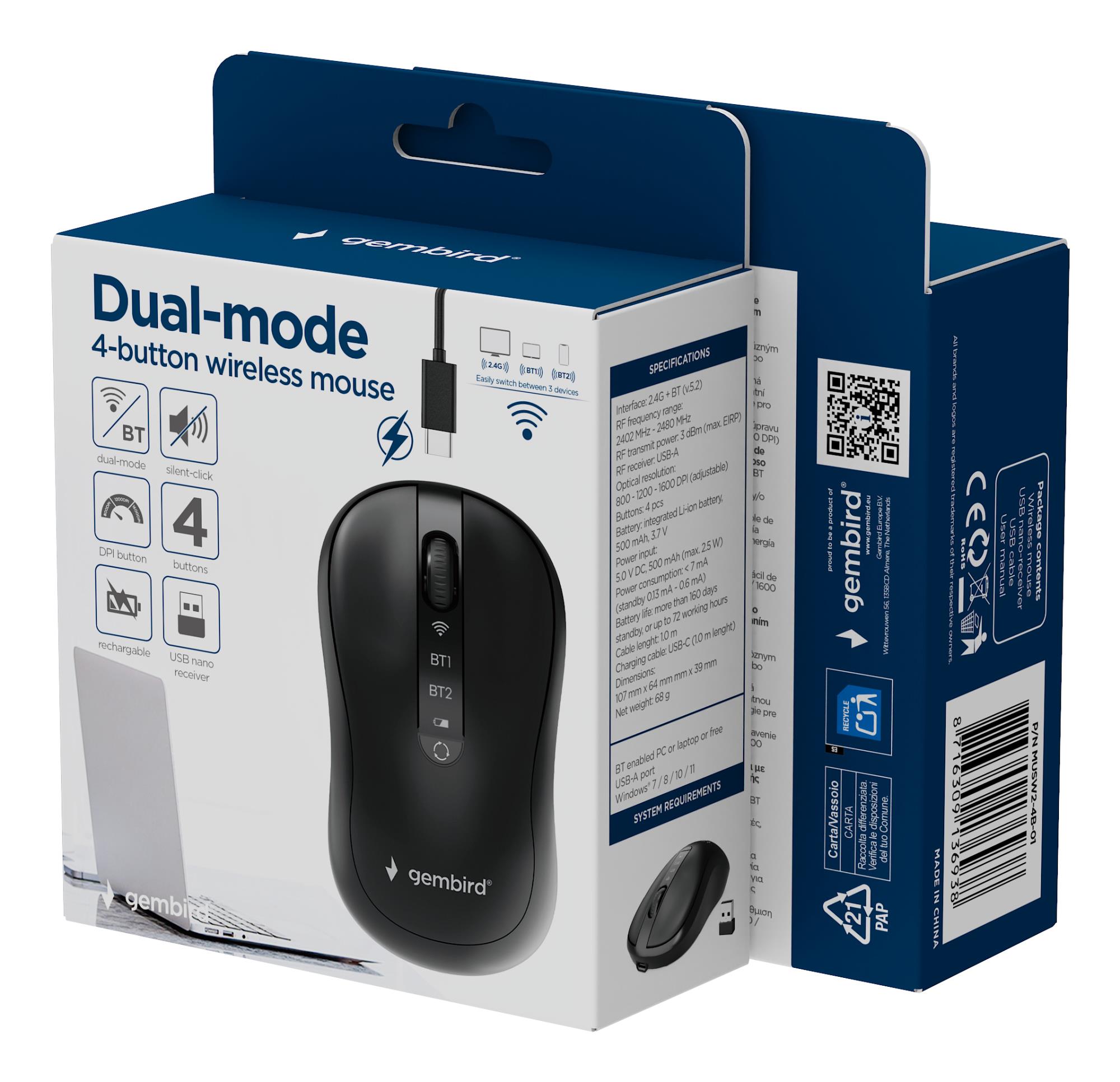 MOUSE USB OPTICAL WRL/MUSW2-4B-01 GEMBIRD - Image 9