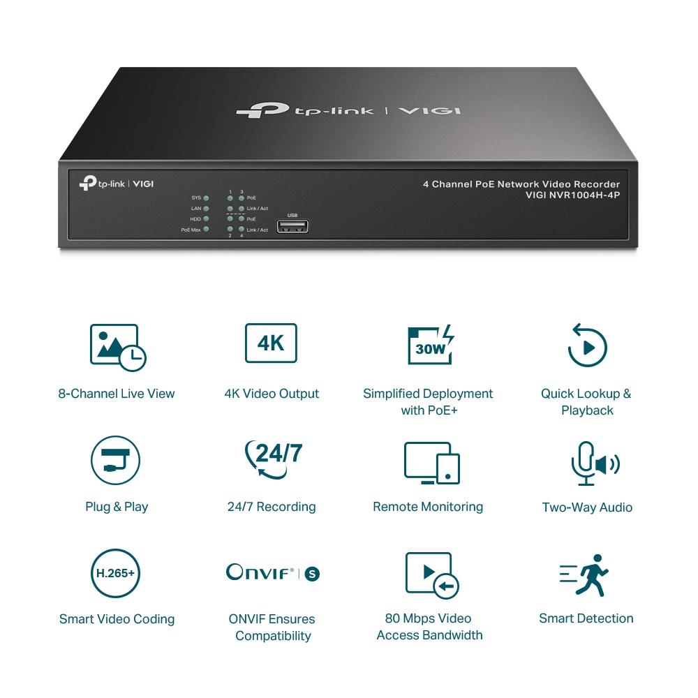 NET VIDEO RECORDER 4CH POE+/VIGI NVR1004H-4P TP-LINK - Image 5