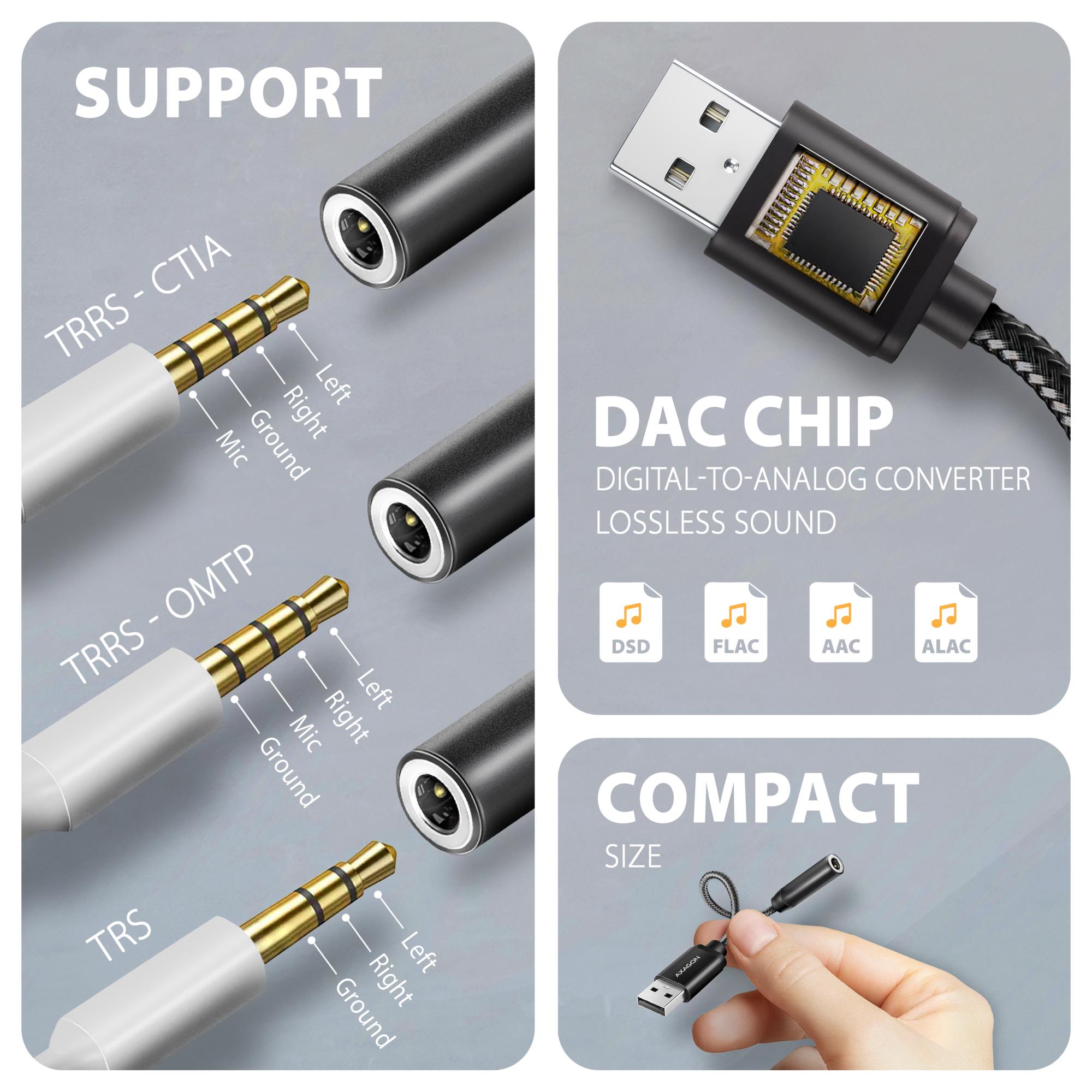 ADAPTER USB-C TO AUDIO 3.5MM/DAC 0.1M ADA-HA AXAGON - Image 7