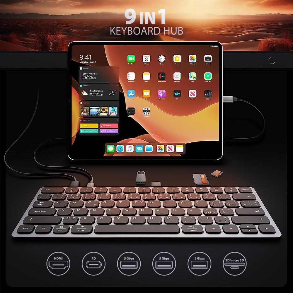 KEYBOARD + I/O HUB 9IN1/0.6M HMC-KB-US AXAGON - Image 6