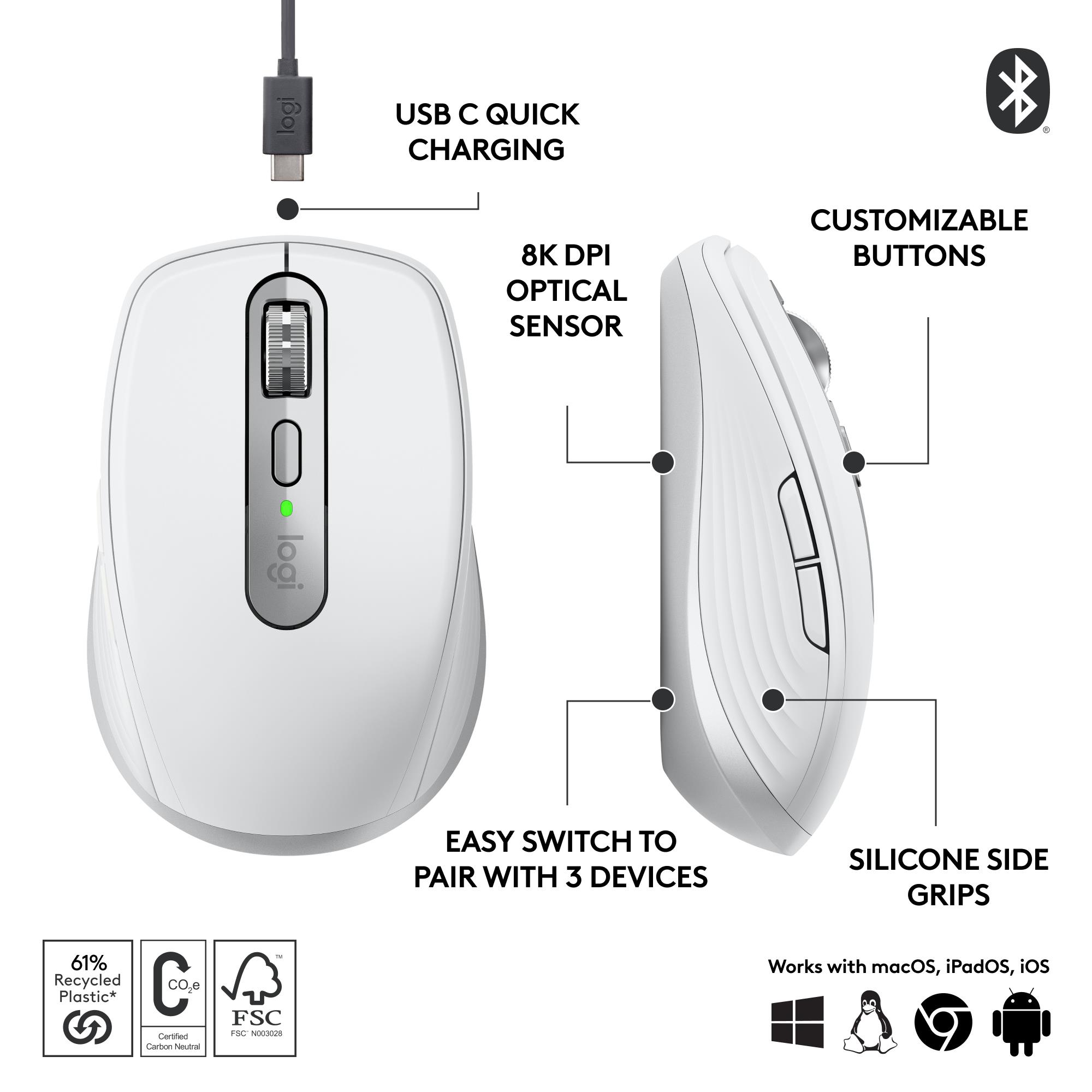 MOUSE USB OPTICAL WRL MX 3S/PALE GREY 910-006930 LOGITECH - Image 11