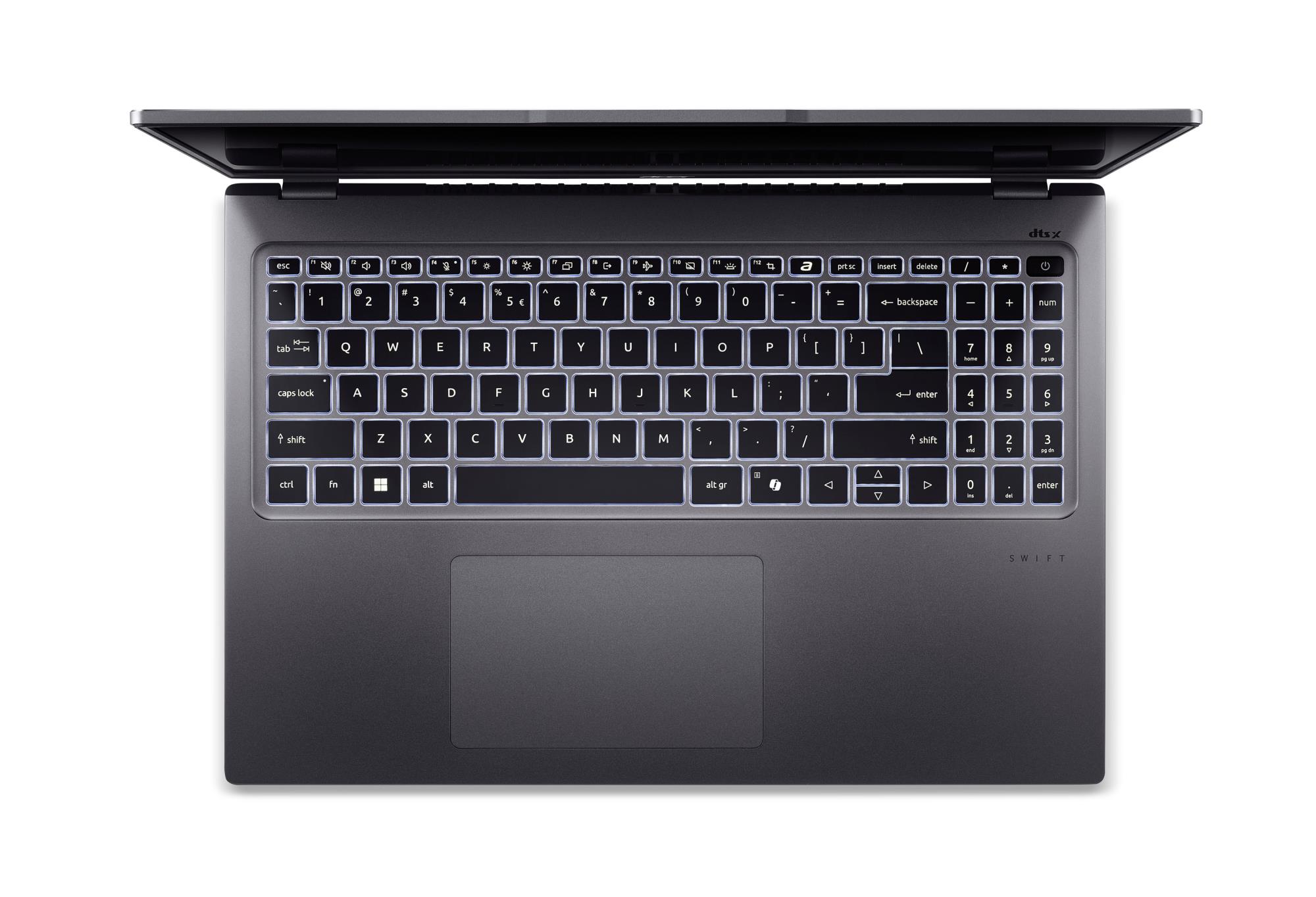 Notebook ACER Swift Go 16 SFG16-72 CPU Core Ultra u7-155H 3800 MHz 16" 3200x2000 RAM 16GB LPDDR5x SSD 1TB Intel ARC Graphics Integrated ENG/RUS Card Reader microSD Windows 11 Home Steel Grey 1.6 kg NX.KWNEL.004 - Image 4