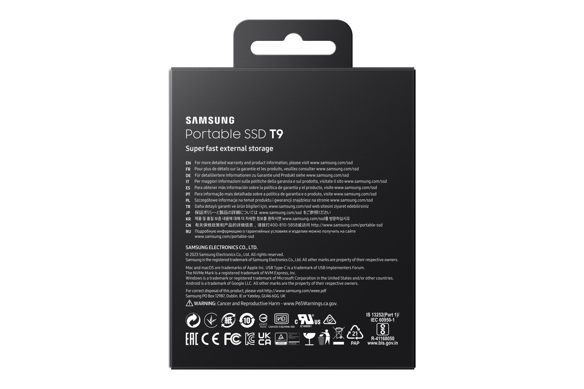 External SSD SAMSUNG T9 4TB USB 3.2 Write speed 2000 MBytes/sec Read speed 2000 MBytes/sec MU-PG4T0B/EU - Image 9