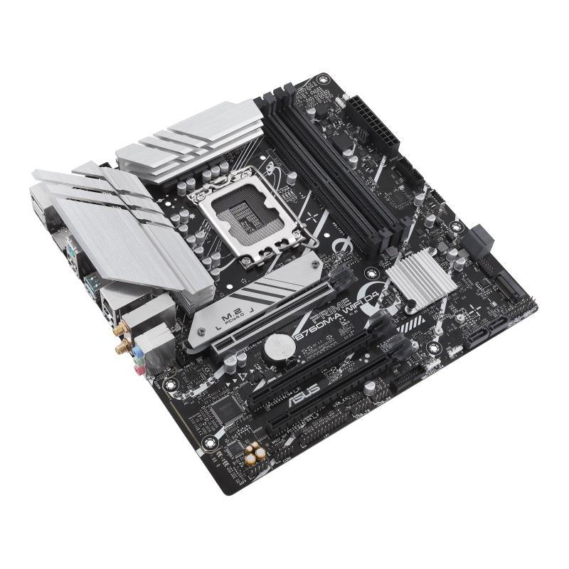 Mainboard ASUS Intel B760 Express LGA1700 Micro-ATX Memory DDR4 Memory slots 4 3xPCI-Express 4.0 16x 2xM.2 2xHDMI 1xDisplayPort 4xUSB 2.0 2xUSB 3.2 1xPS/2 1xRJ45 3xAudio port PRIMEB760M-AWIFID4 - Image 4