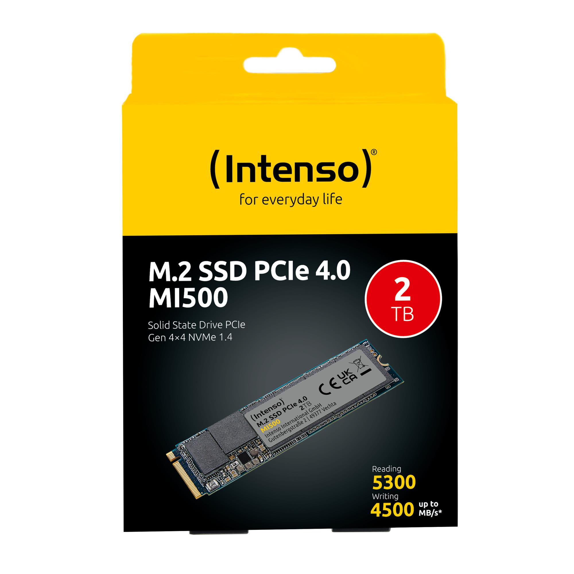 SSD INTENSO MI500 2TB M.2 NVMe 3D NAND Write speed 4500 MBytes/sec Read speed 5300 MBytes/sec 4mm TBW 1200 TB MTBF 1500000 hours 3836470 - Image 4
