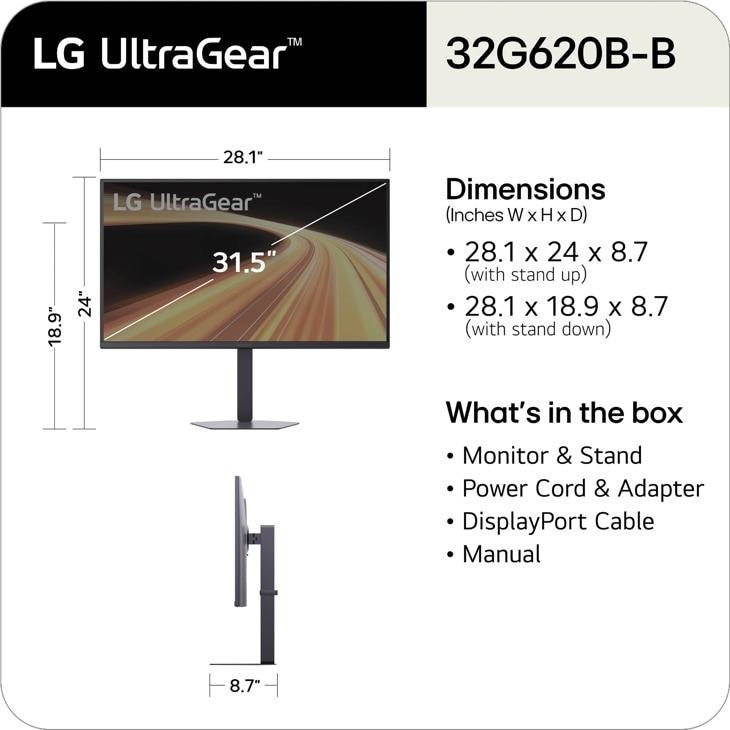 LCD Monitor LG 32 " 2560 x 1440 pixels Quad HD Native aspect ratio 16:9 LED Flat 32G620B-B - Image 8