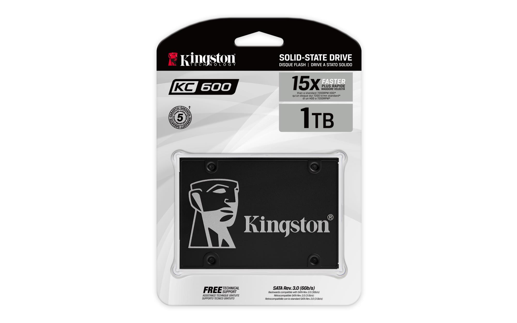SSD KINGSTON KC600 1TB SATA 3.0 TLC Write speed 520 MBytes/sec Read speed 550 MBytes/sec 2,5" TBW 600 TB MTBF 1000000 hours SKC600/1024G - Image 4