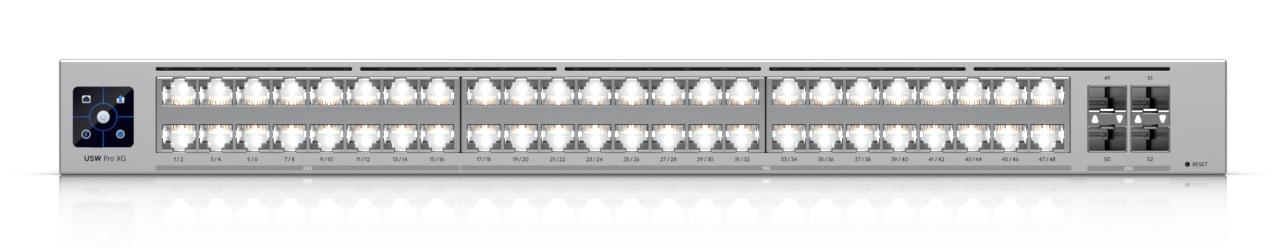 Switch UBIQUITI Switch type Managed Switch layer L2/L3 Rack mounting Yes Stackable Yes Form factor 1U 48xRJ-45 ports RJ-45 Ports Type 10G Ethernet (100/1000/10000) 16x2.5G Ethernet (copper) ports quantity 32x10G Ethernet (copper) ports quantity 4xSFP28 ports quantity 10G support Yes USW-PRO-XG-48 - Image 3