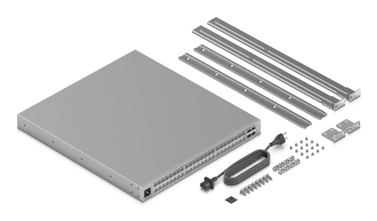 Switch UBIQUITI Switch type Managed Switch layer L2/L3 Rack mounting Yes Stackable Yes Form factor 1U 48xRJ-45 ports RJ-45 Ports Type 10G Ethernet (100/1000/10000) 16x2.5G Ethernet (copper) ports quantity 32x10G Ethernet (copper) ports quantity 4xSFP28 ports quantity 10G support Yes USW-PRO-XG-48 - Image 9