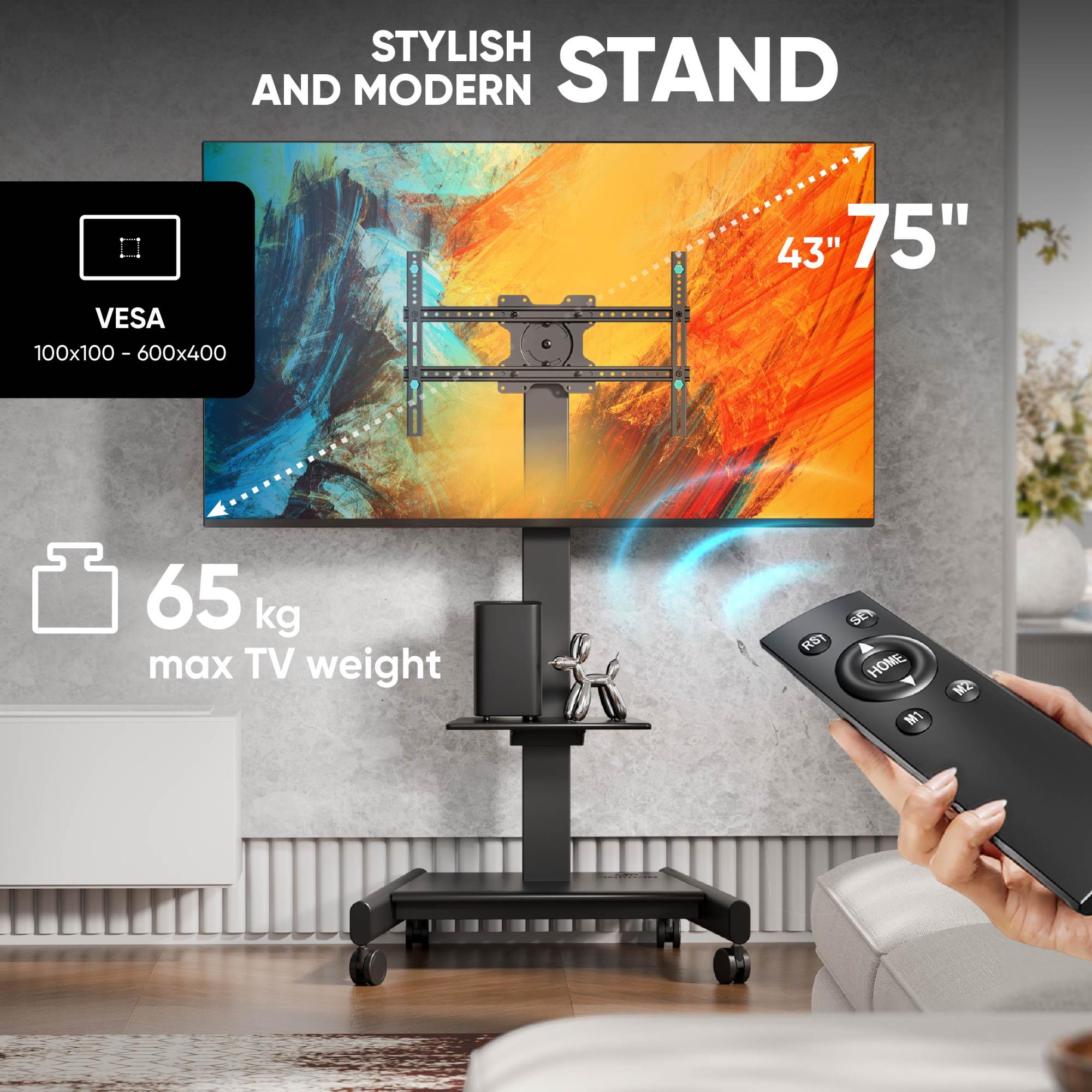 TV SET ACC MOBILE STAND/43-75"/BLACK TS1552E-B ONKRON - Image 4