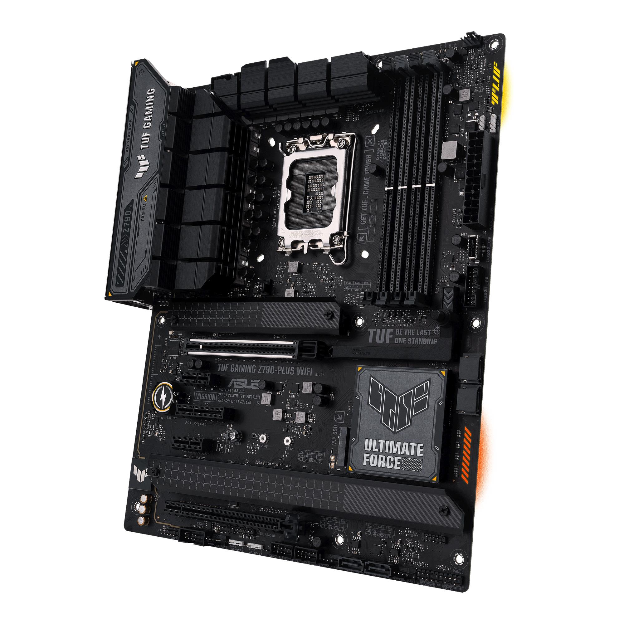 Mainboard ASUS Intel Z790 LGA1700 ATX Memory DDR5 Memory slots 4 2xPCI-Express 3.0 1x 1xPCI-Express 4.0 4x 1xPCI-Express 4.0 16x 1xPCI-Express 5.0 16x 4xM.2 1xHDMI 1xDisplayPort 6xUSB 3.2 2xUSB-C 1xOptical S/PDIF 1xRJ45 5xAudio port TUFGAMINGZ790-PLUSWIFI - Image 3