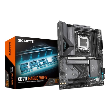 Mainboard GIGABYTE AMD X870 SAM5 ATX Memory DDR5 Memory slots 4 2xPCI-Express 3.0 1x 1xPCI-Express 5.0 16x 3xM.2 1xHDMI 4xUSB 2.0 4xUSB 3.2 2xUSB-C 1xRJ45 3xAudio port X870EAGLEWIFI71.1