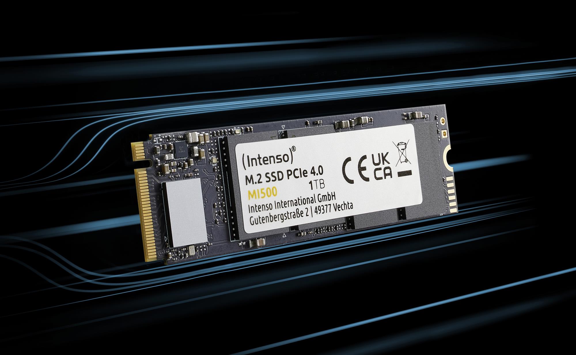 SSD INTENSO MI500 2TB M.2 NVMe 3D NAND Write speed 4500 MBytes/sec Read speed 5300 MBytes/sec 4mm TBW 1200 TB MTBF 1500000 hours 3836470 - Image 2