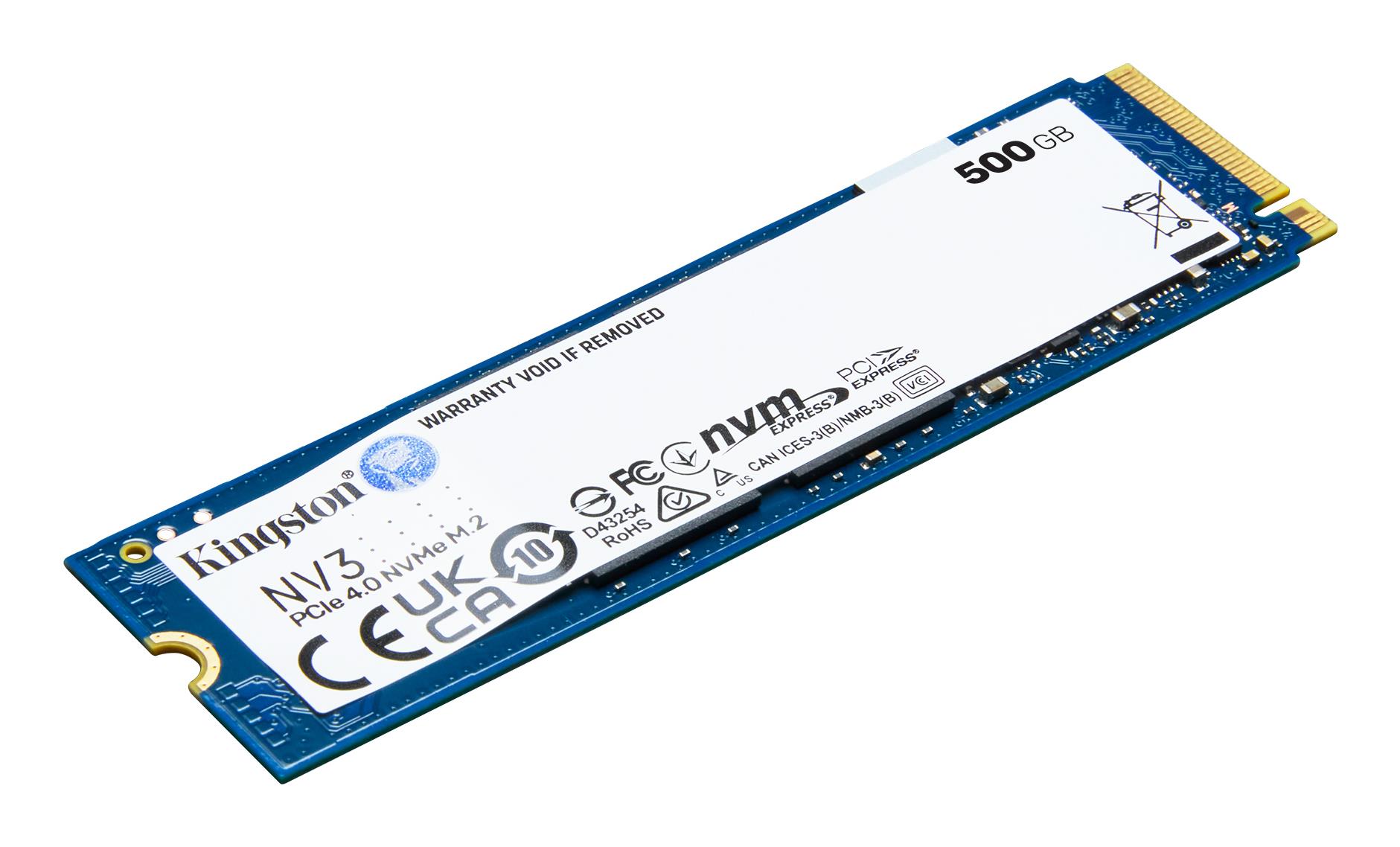 SSD KINGSTON NV3 500GB M.2 PCIE NVMe 3D NAND Write speed 3000 MBytes/sec Read speed 5000 MBytes/sec TBW 160 TB MTBF 200000 hours SNV3S/500G