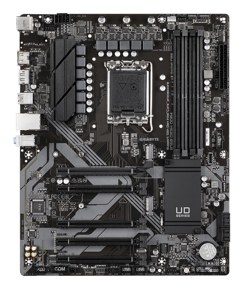 Mainboard GIGABYTE Intel B760 Express LGA1700 ATX Memory DDR4 Memory slots 4 4xPCI-Express 3.0 1x 1xPCI-Express 4.0 16x 2xM.2 1xHDMI 1xDisplayPort 4xUSB 2.0 1xUSB 3.2 1xUSB-C 1xPS/2 1xRJ45 3xAudio port B760DS3HDDR4 - Image 2