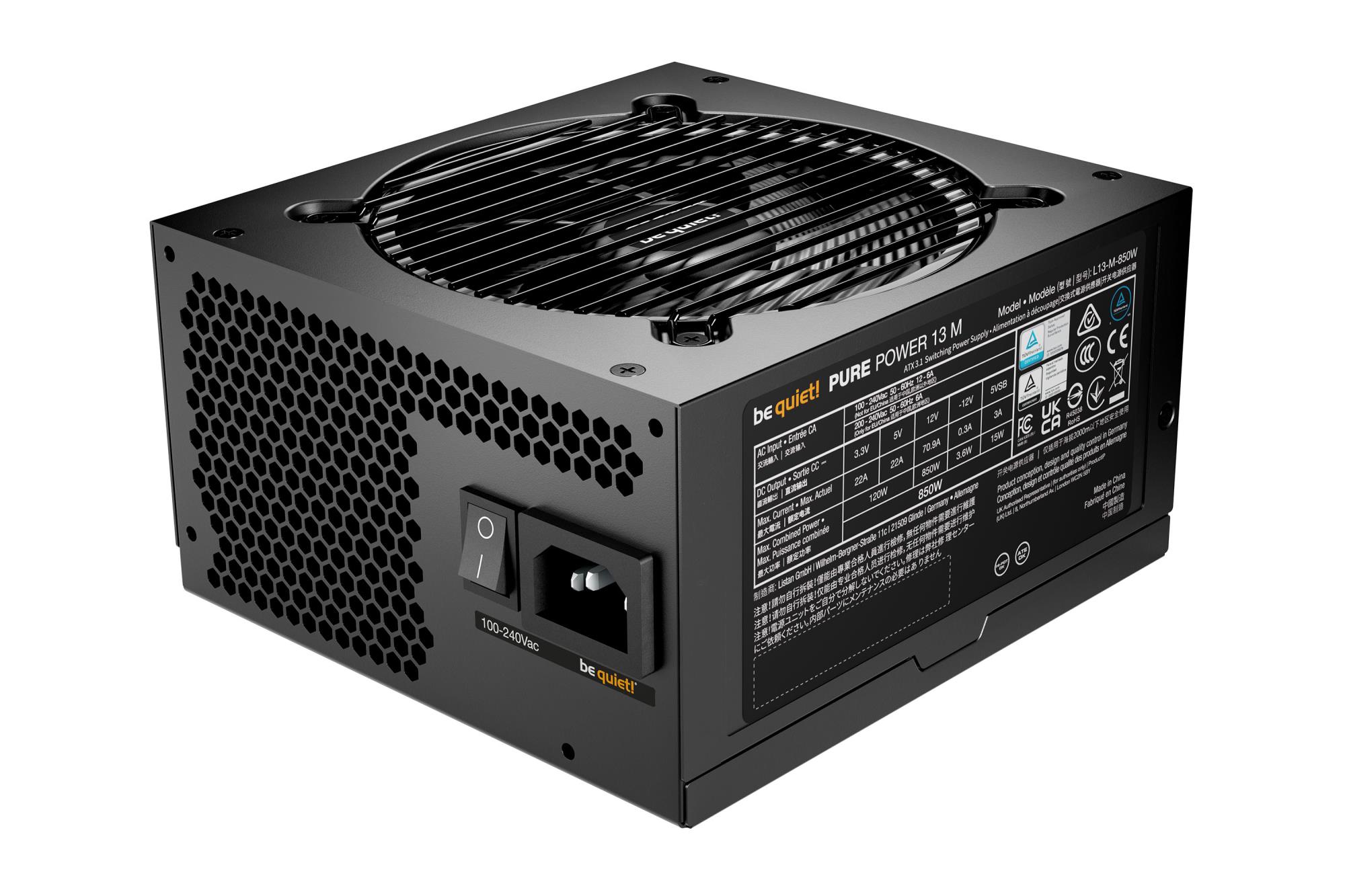 Power Supply BE QUIET Pure Power 13 850 Watts Peak Power 900 Watts Efficiency 80 PLUS GOLD PFC Active MTBF 100000 hours BP027EU - Image 3