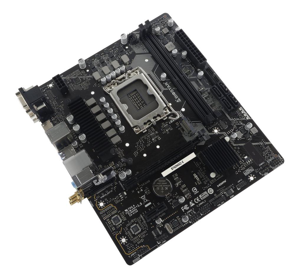 Mainboard BIOSTAR Intel B760 Express LGA1700 Micro-ATX Memory DDR5 Memory slots 2 1xPCI-Express 3.0 1x 1xPCI-Express 4.0 16x 2xM.2 1x15pin D-sub 1xDVI-D 1xHDMI 4xUSB 2.0 2xUSB 3.2 1xPS/2 1xRJ45 3xAudio port B760MX2-E - Image 2