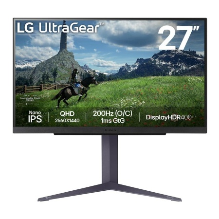 LCD Monitor LG 27" Panel IPS 2560x1440 16:9 180Hz 1 ms Pivot Height adjustable Tilt Colour Black 27GS85Q-B