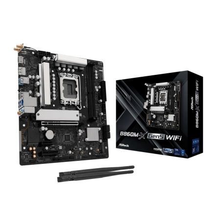 Mainboard ASROCK Intel B860 LGA 1851 (Socket V1) micro ATX RAM DDR5-SDRAM 2xSlots Wi-Fi Yes Bluetooth Yes 1xNumber of M.2 (M) slots B860M-XGEN5WIFI