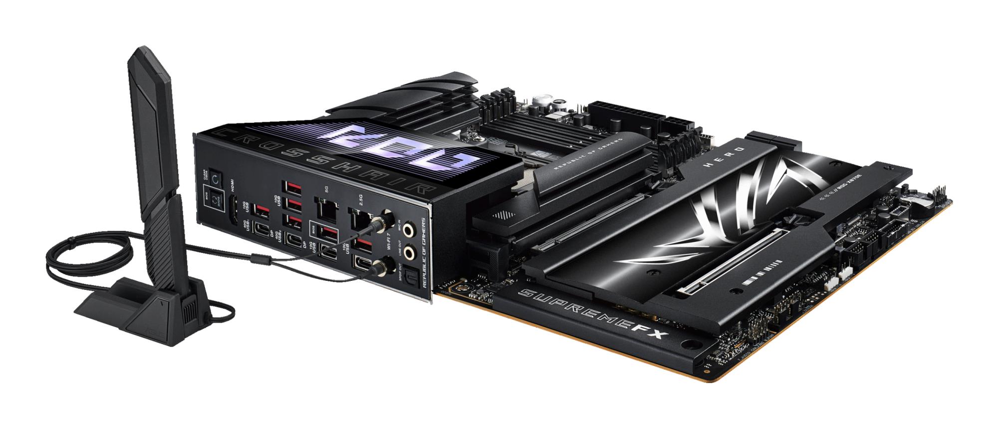 Mainboard ASUS AMD X870E SAM5 ATX Memory DDR5 Memory slots 4 2xPCI-Express 4.0 16x 2xPCI-Express 5.0 16x 4xM.2 1xHDMI 1xAudio-In 1xAudio-Out 6xUSB 3.2 2xUSB-C 2xUSB4 1xOptical S/PDIF 1xRJ45 ROGCROSSHAIRX870EHERO - Image 10