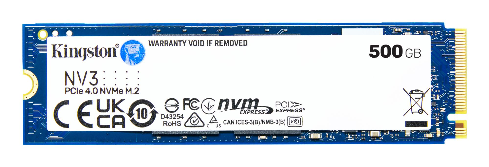 SSD KINGSTON NV3 500GB M.2 PCIE NVMe 3D NAND Write speed 3000 MBytes/sec Read speed 5000 MBytes/sec TBW 160 TB MTBF 200000 hours SNV3S/500G - Image 3