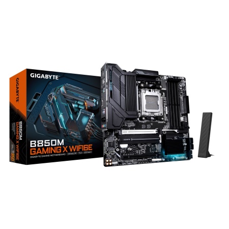 Mainboard GIGABYTE AMD B850 Socket AM5 micro ATX RAM DDR5-SDRAM 4xSlots Wi-Fi Yes Bluetooth Yes 2xNumber of M.2 (M) slots GIGABYTE B850M GAMING X WIFI6E B850MGAMINGXWF6E1.1