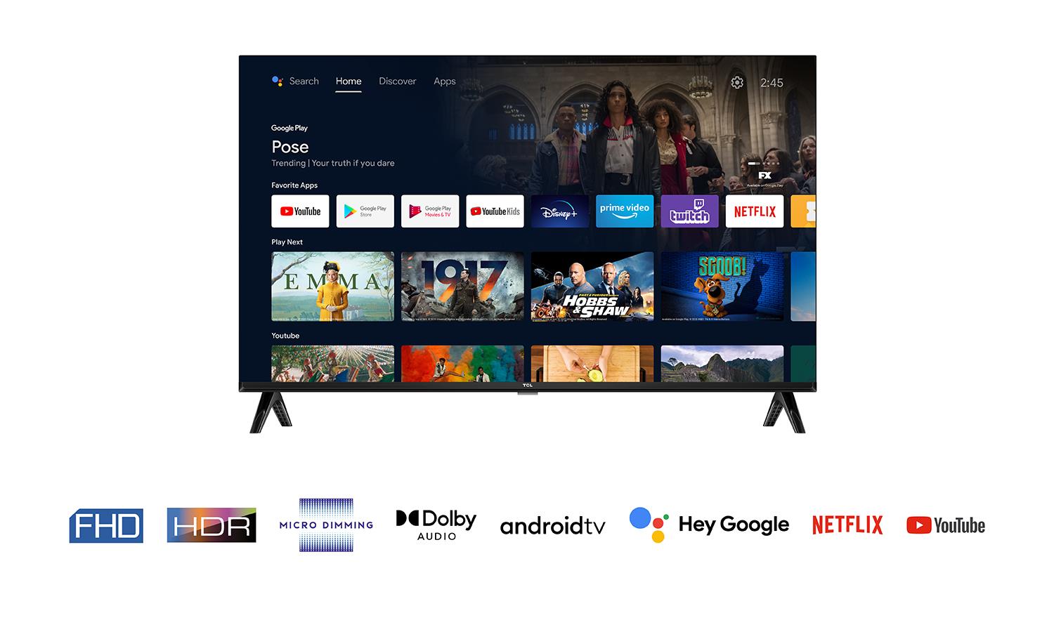 TV Set TCL 32" Smart/FHD 1920x1080 Wireless LAN Bluetooth Android TV Black 32S5400AF - Image 7