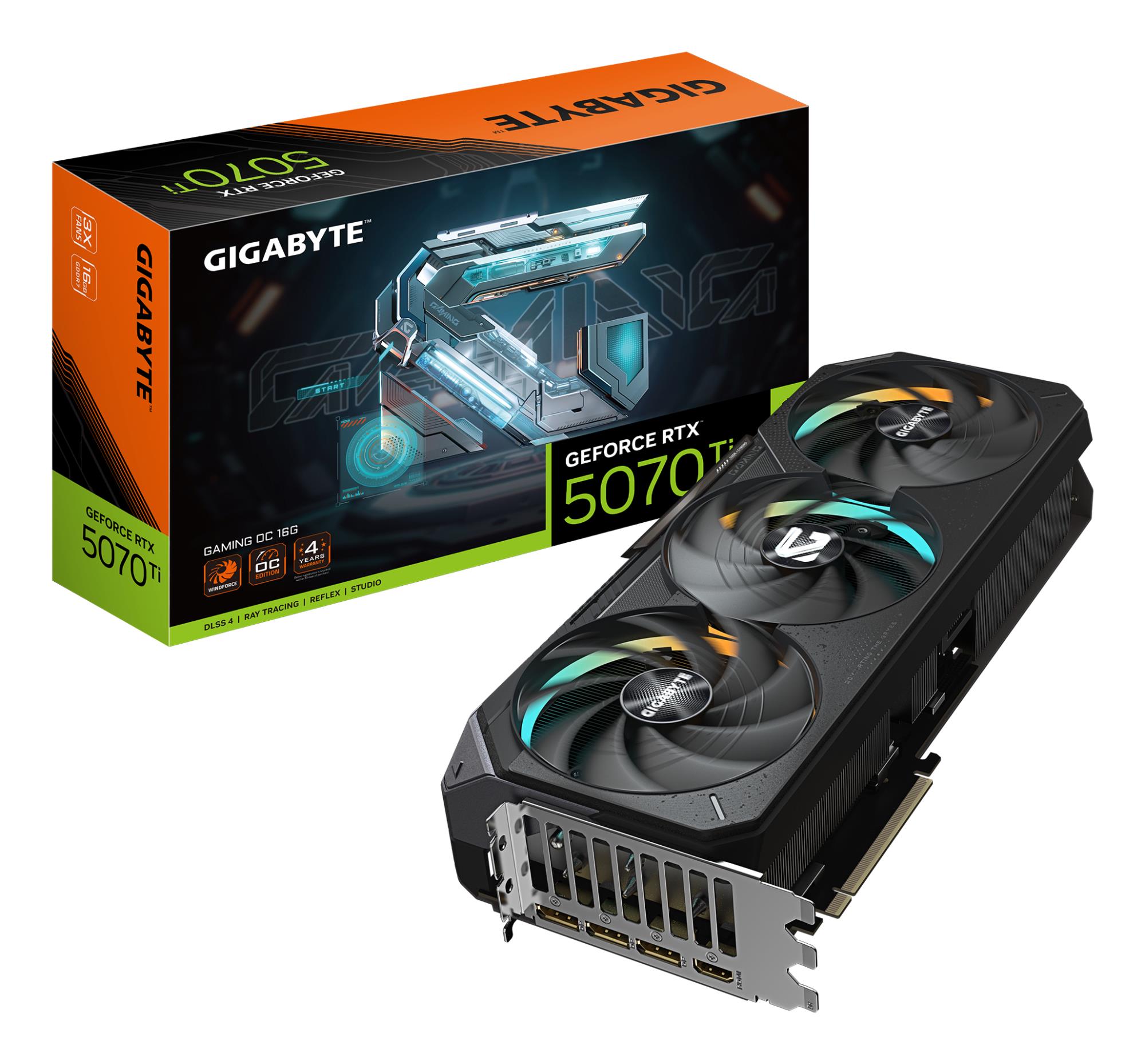 Graphics Card GIGABYTE NVIDIA GeForce RTX 5070 Ti 16 GB GDDR7 256 bit PCIE 5.0 16x 1xHDMI 3xDisplayPort N507TGAMINGOC-16GD1.0