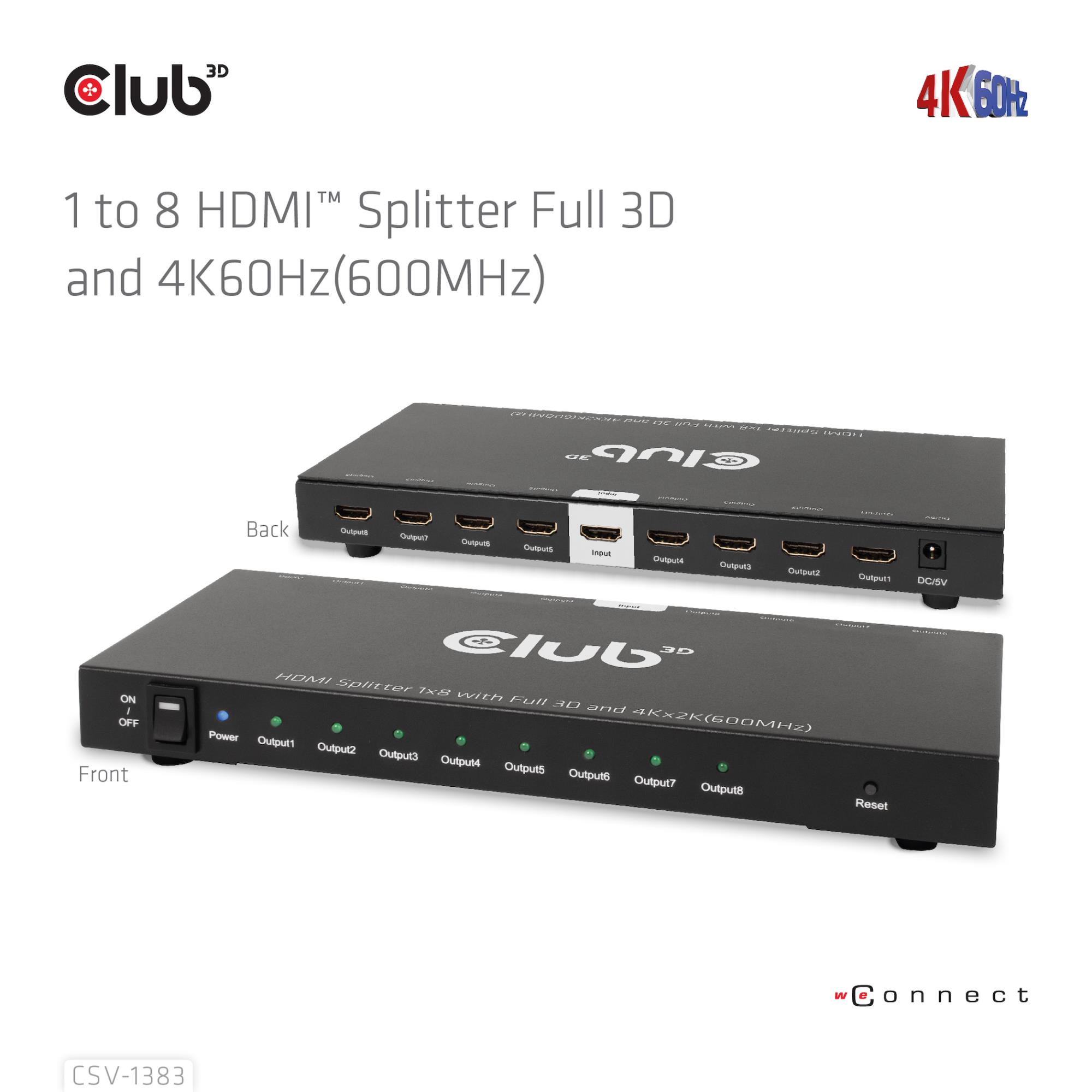 VIDEO SPLITTER HDMI 8PORT/3D 4K 60HZ CSV-1383 CLUB3D - Image 13