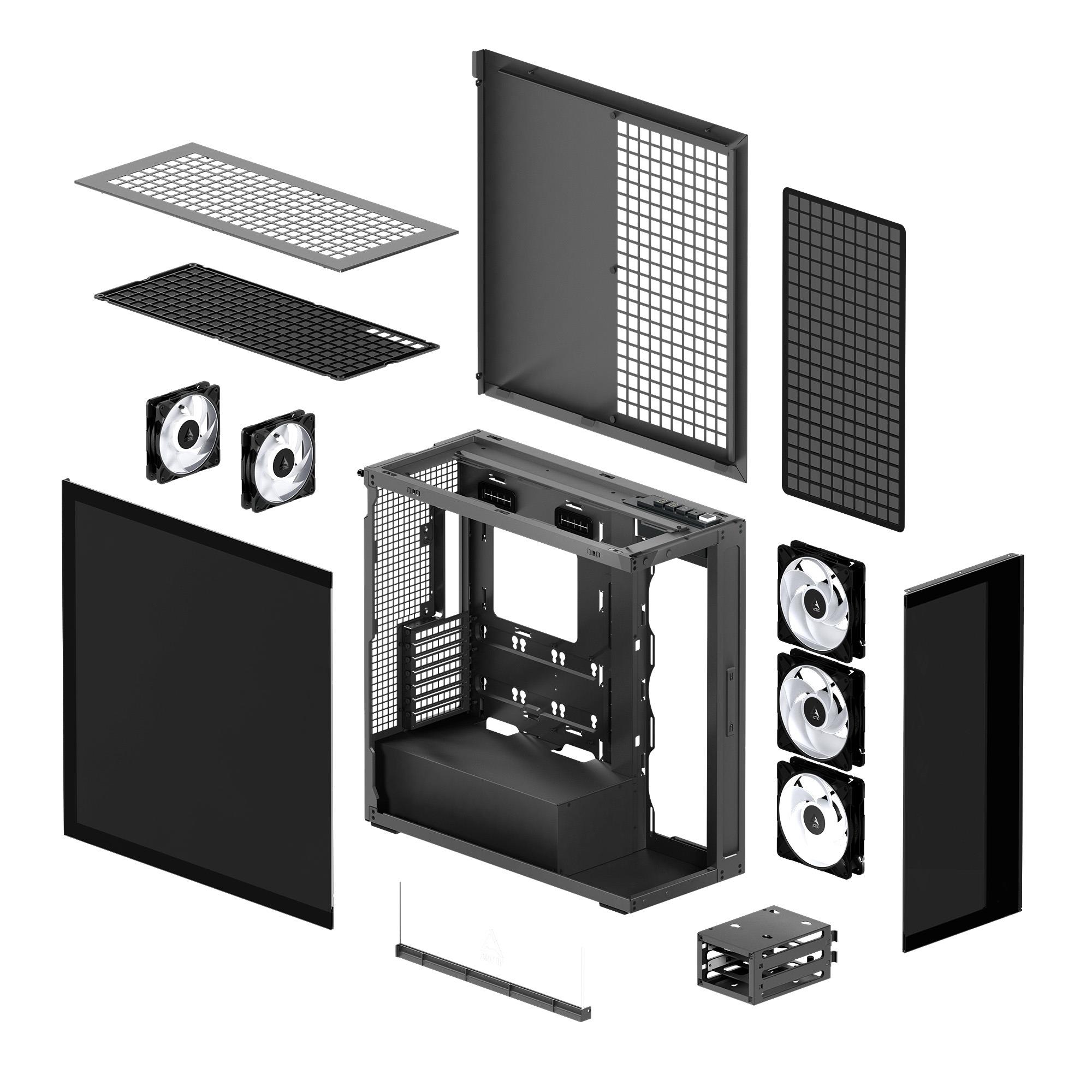 Case ARCTIC EATX Black Midi Tower PC Xtender (Mirror Black) ACPCC00018A - Image 8