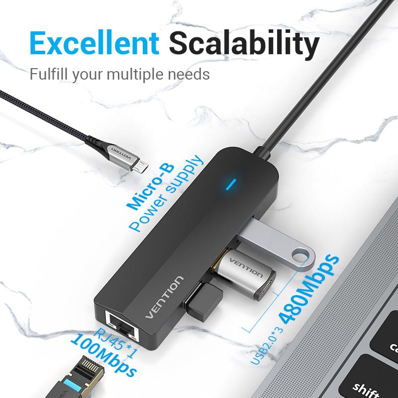 I/O HUB 5-IN-1 USB-C/0.15M TGOBB VENTION - Image 4
