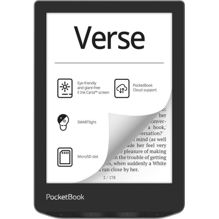 E-Reader POCKETBOOK Verse 6" 1024x758 1xUSB-C Micro SD Wireless LAN Grey PB629-M-WW