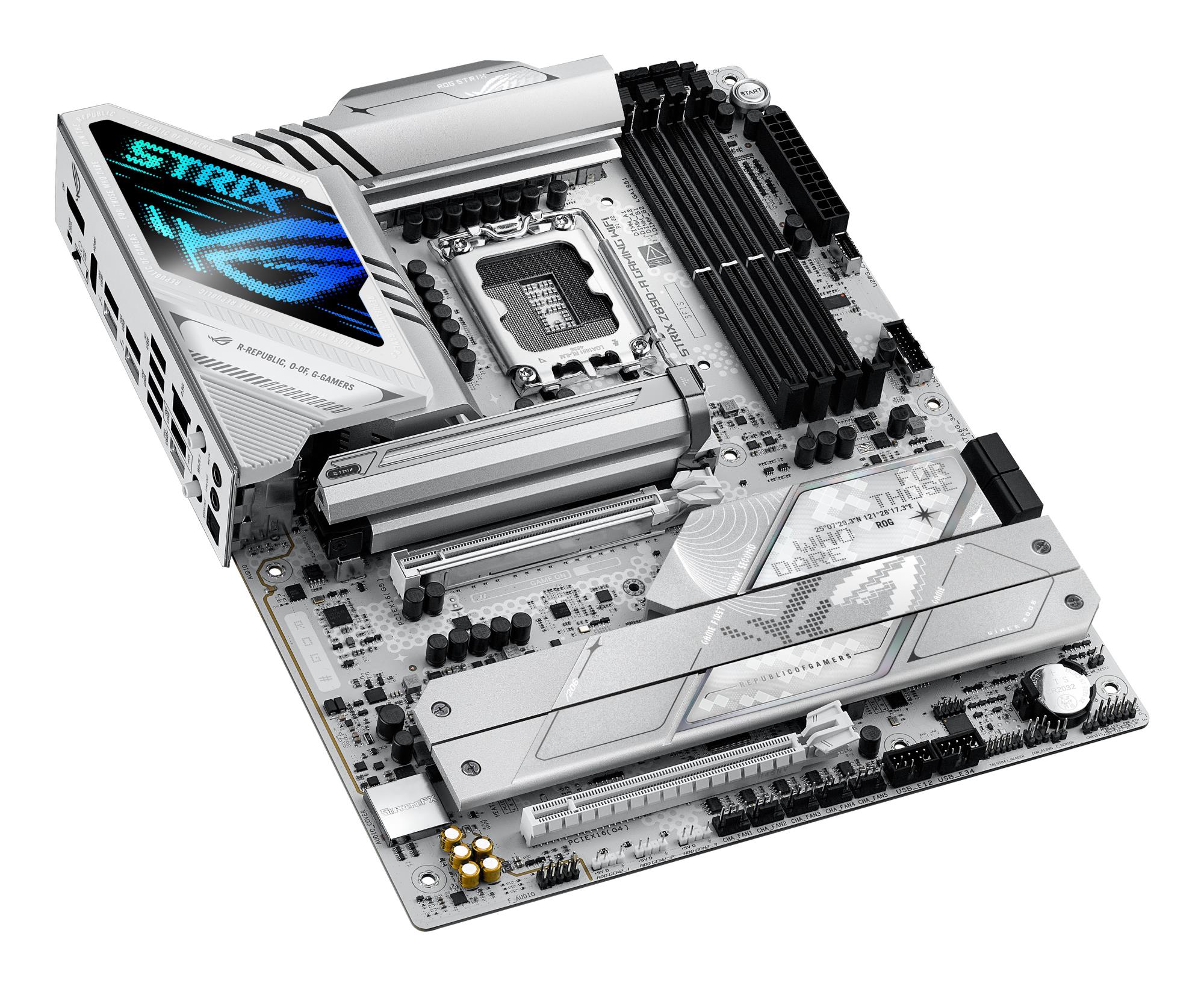 Mainboard ASUS Intel Z890 LGA1851 ATX Memory DDR5 Memory slots 4 1xPCI-Express 4.0 16x 1xPCI-Express 5.0 16x 5xM.2 1xHDMI 1xDisplayPort 1xAudio-In 1xAudio-Out 2xUSB 3.0 5xUSB 3.1 1xUSB-C 2xUSB-C w/Thunderbolt 1xOptical S/PDIF 1xRJ45 ROGSTRIXZ890-AGAMWIFI - Image 8