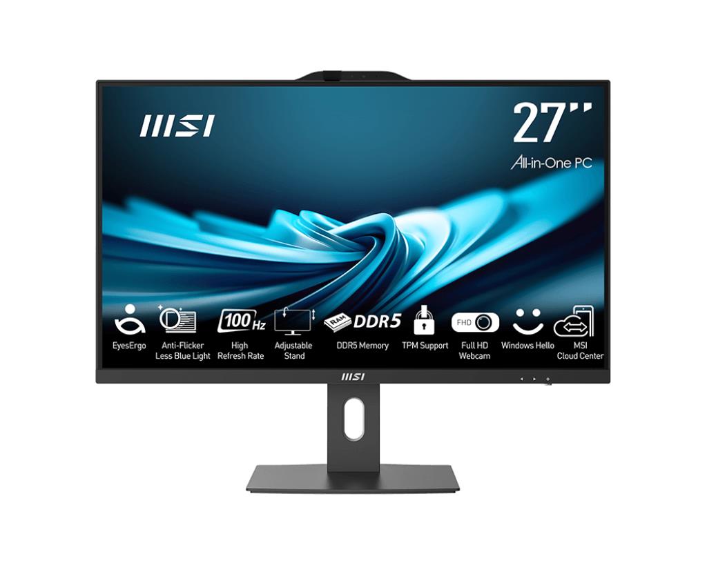Monoblock PC MSI PRO AP272P 14M Business All in One CPU Intel Core i5 i5-14400 2500 MHz Screen 27" RAM 16GB DDR4 3200 MHz SSD 512GB Graphics card Intel UHD Graphics Integrated Colour Black PROAP272P14M-867XEU