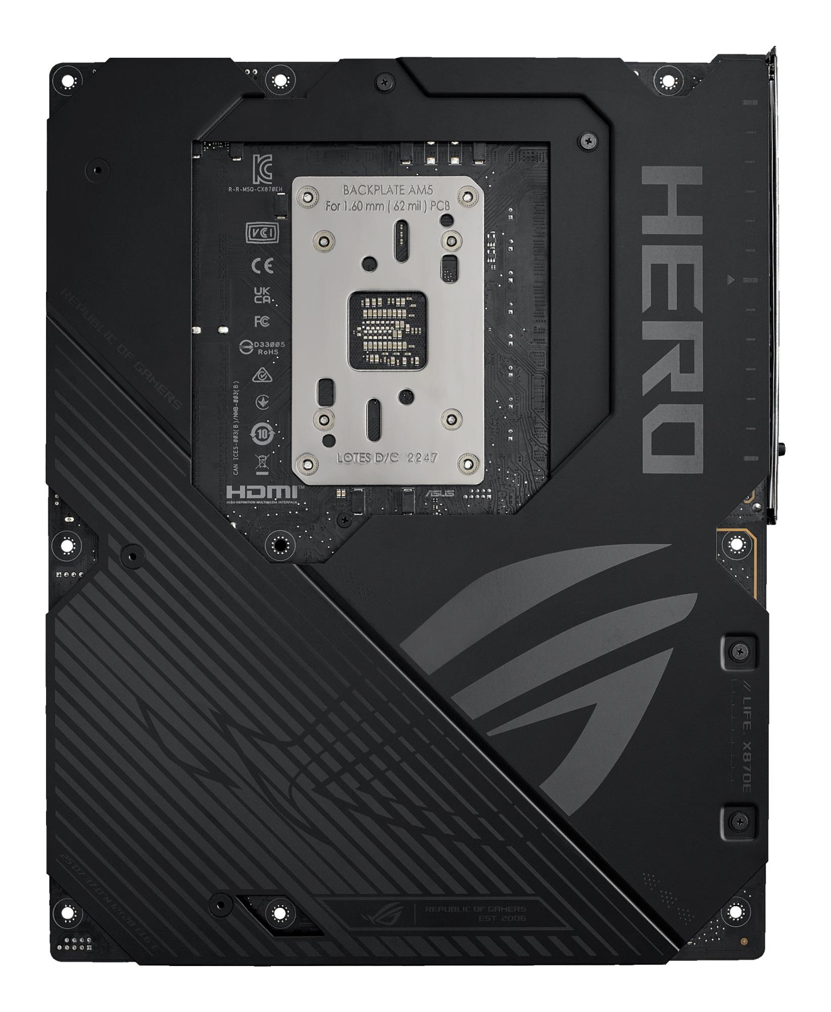 Mainboard ASUS AMD X870E SAM5 ATX Memory DDR5 Memory slots 4 2xPCI-Express 4.0 16x 2xPCI-Express 5.0 16x 4xM.2 1xHDMI 1xAudio-In 1xAudio-Out 6xUSB 3.2 2xUSB-C 2xUSB4 1xOptical S/PDIF 1xRJ45 ROGCROSSHAIRX870EHERO - Image 12