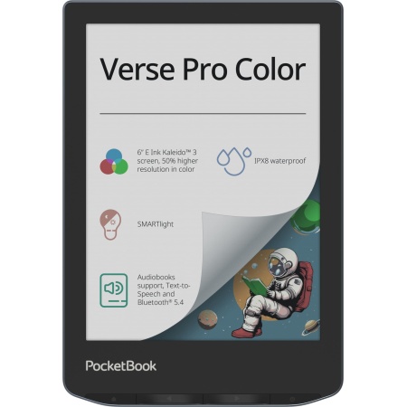 E-Reader POCKETBOOK Verse Pro Color 6" 1072x1448 1xUSB-C Wireless LAN Bluetooth Dark Blue PB634K3-1-WW