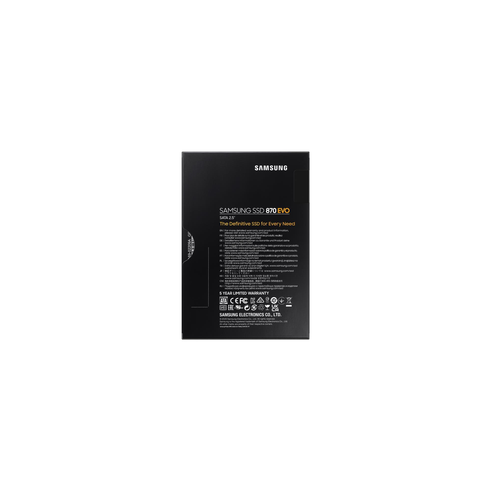 SSD SAMSUNG 870 EVO 2TB SATA SATA 3.0 MLC Write speed 530 MBytes/sec Read speed 560 MBytes/sec 2,5" TBW 1200 TB MTBF 1500000 hours MZ-77E2T0B/EU - Image 7